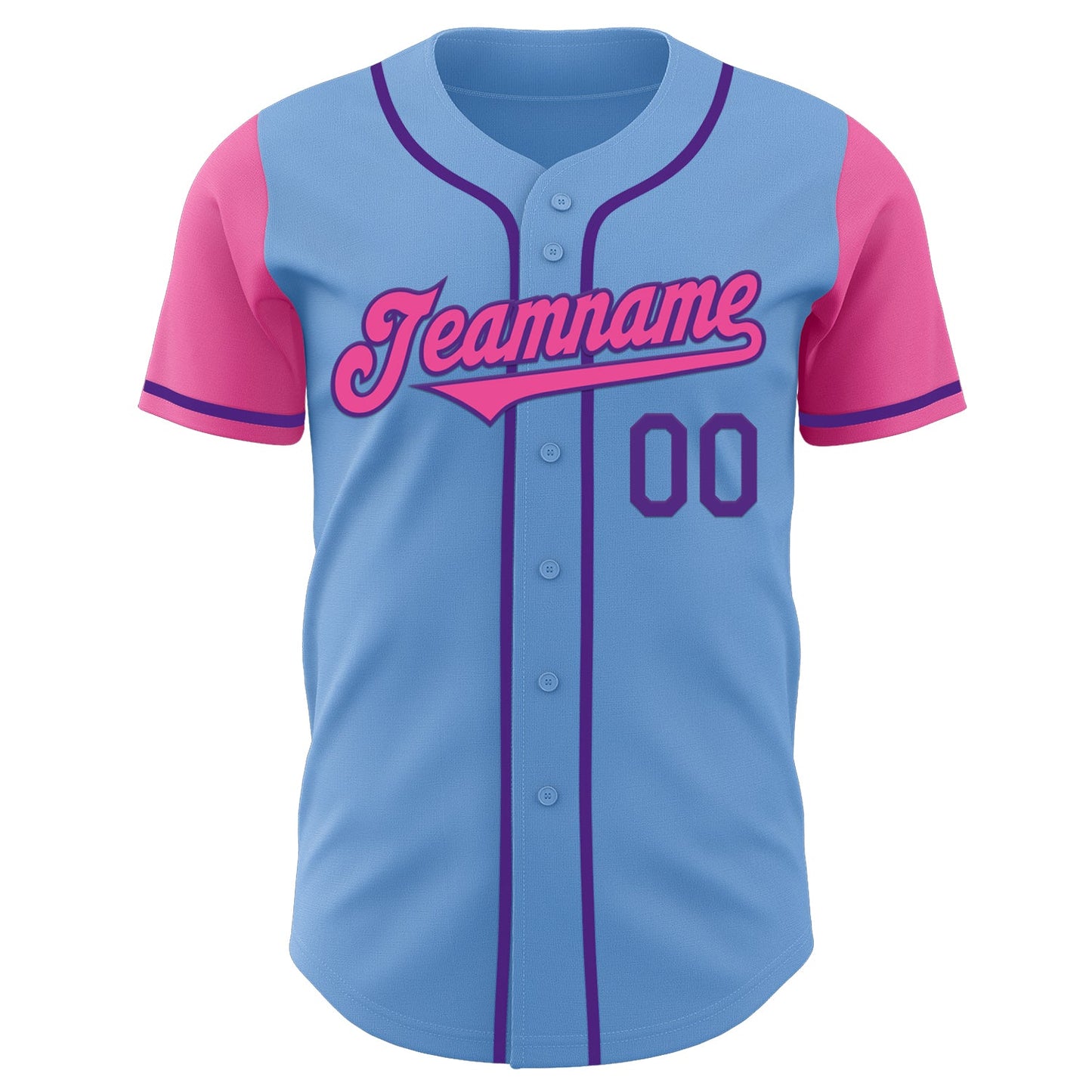 Custom Light Blue Pink-Purple Authentic Two Tone Baseball Jersey - Sky-Custom