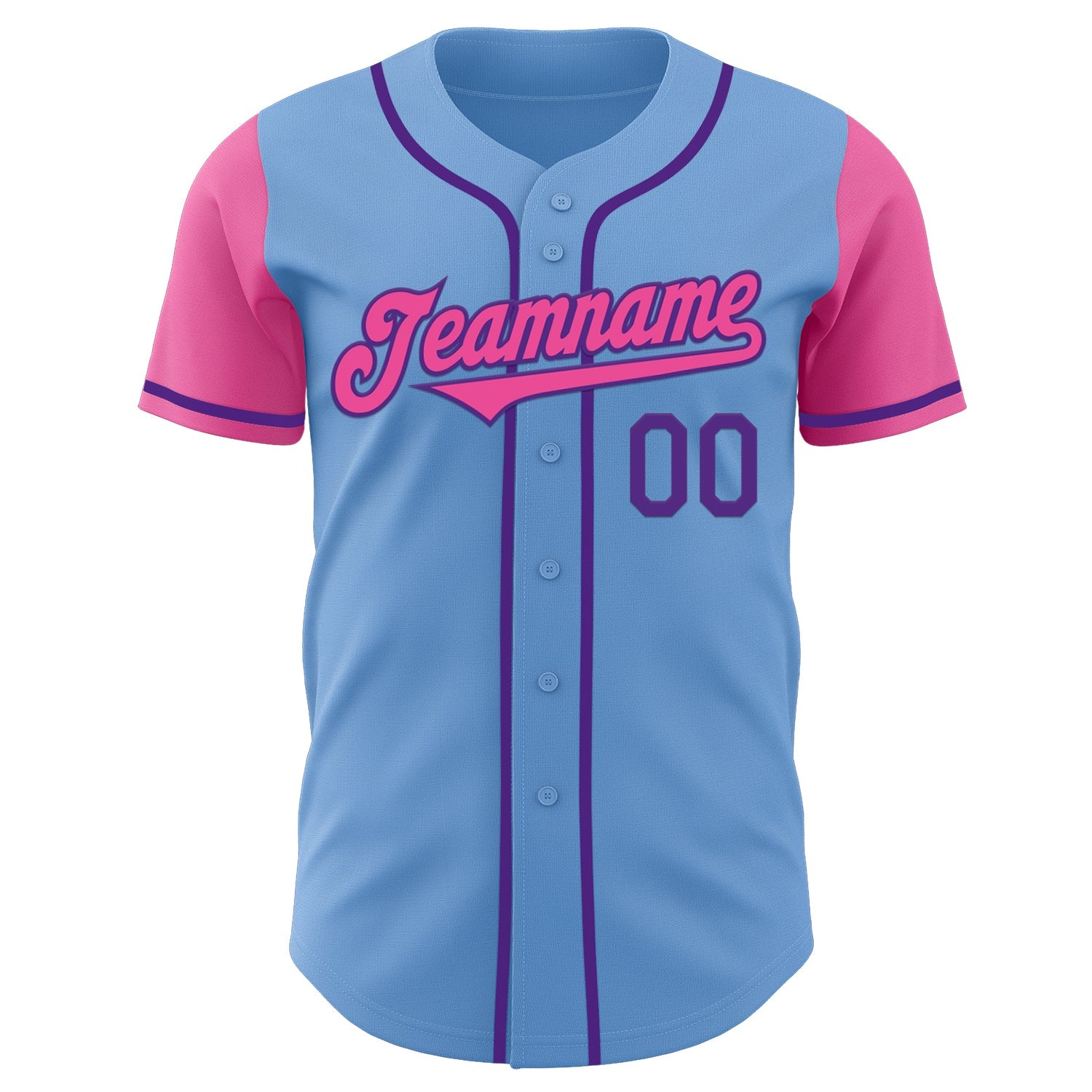 Custom Light Blue Pink-Purple Authentic Two Tone Baseball Jersey - Sky-Custom