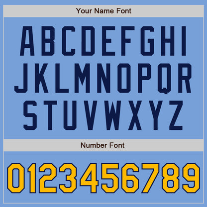 Custom Light Blue Gold-Navy Authentic Two Tone Baseball Jersey - Sky-Custom