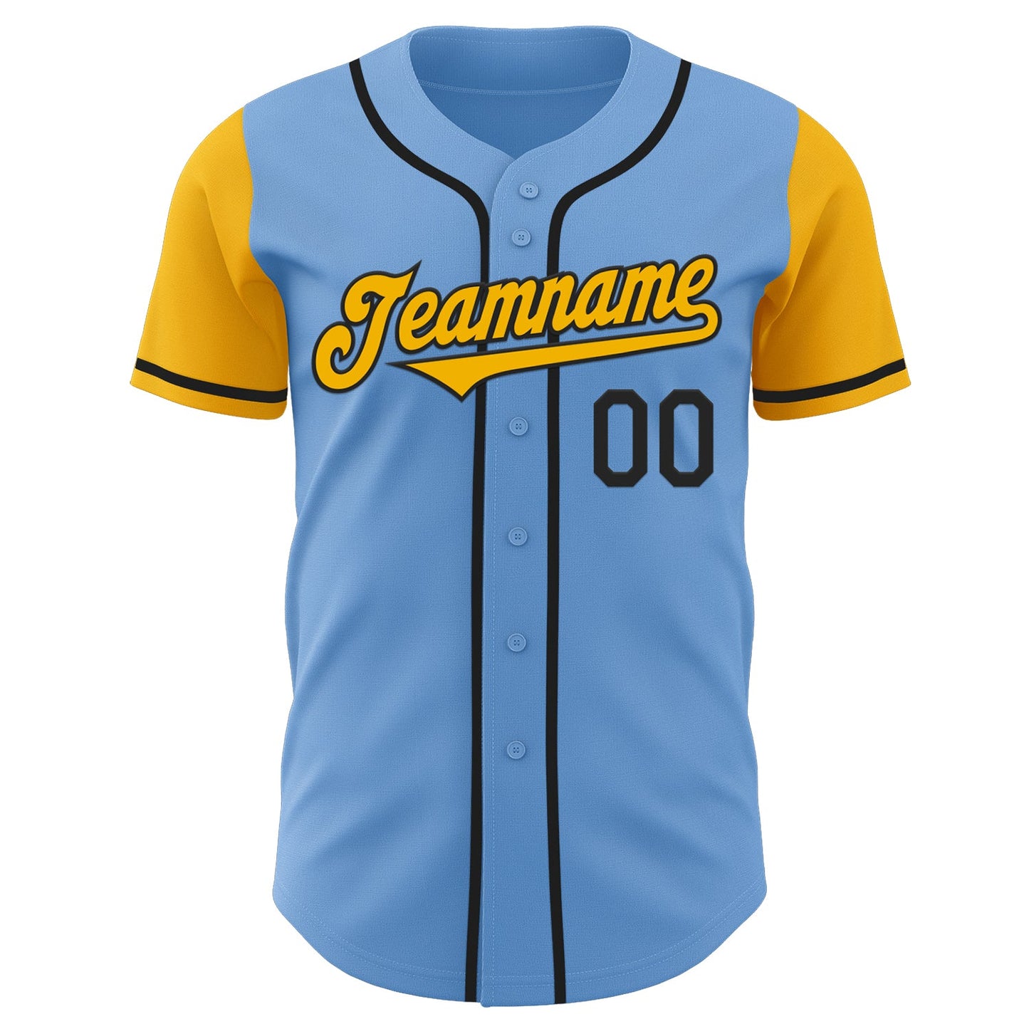 Custom Light Blue Gold-Black Authentic Two Tone Baseball Jersey - Sky-Custom