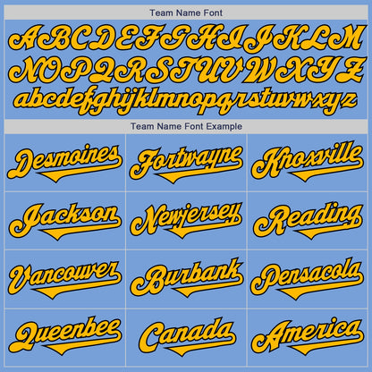 Custom Light Blue Gold-Black Authentic Two Tone Baseball Jersey - Sky-Custom