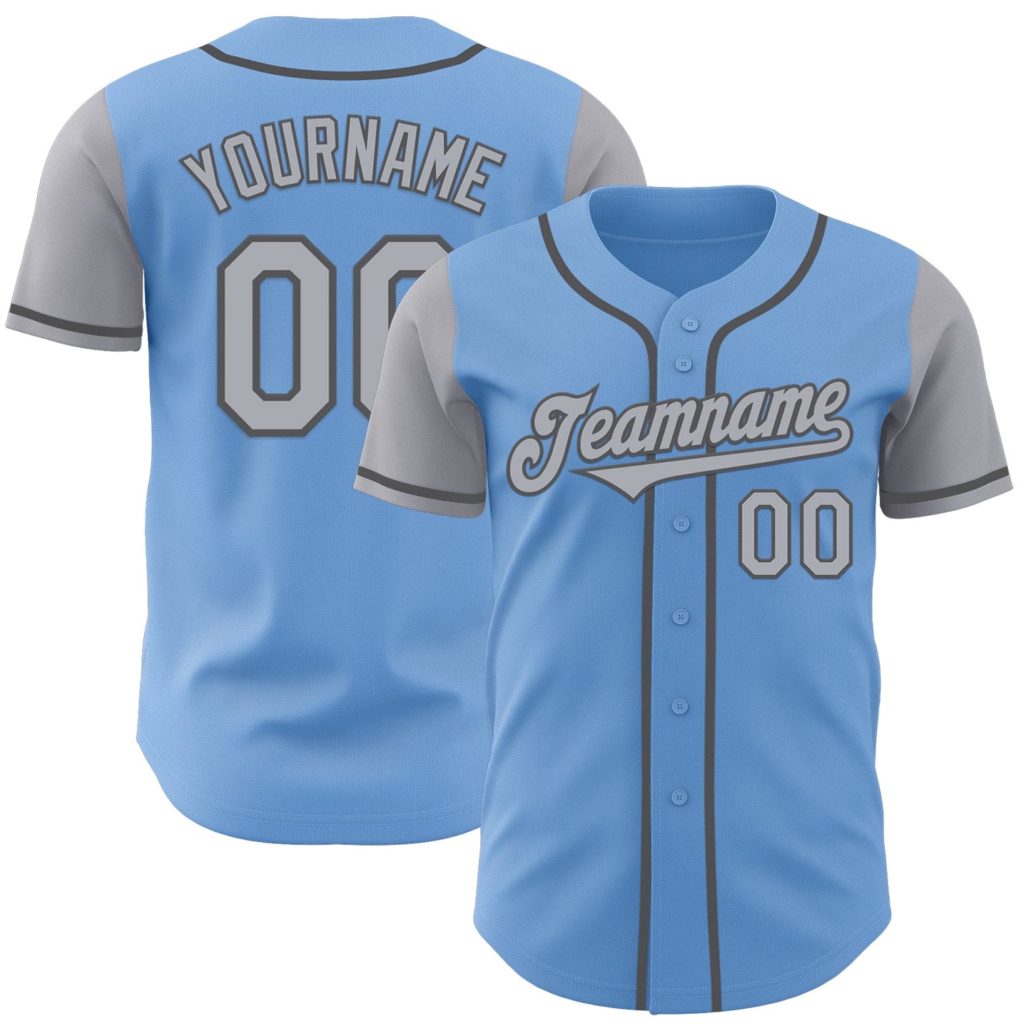 Custom Light Blue Gray-Steel Gray Authentic Two Tone Baseball Jersey - Sky-Custom