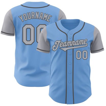 Custom Light Blue Gray-Steel Gray Authentic Two Tone Baseball Jersey - Sky-Custom
