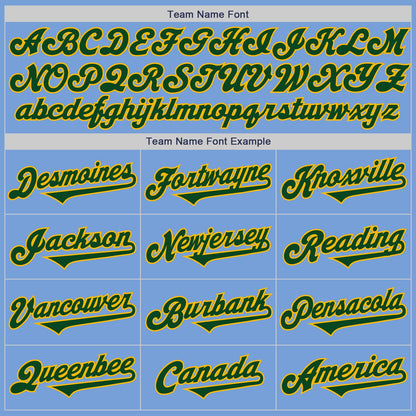 Custom Light Blue Green-Gold Authentic Two Tone Baseball Jersey - Sky-Custom
