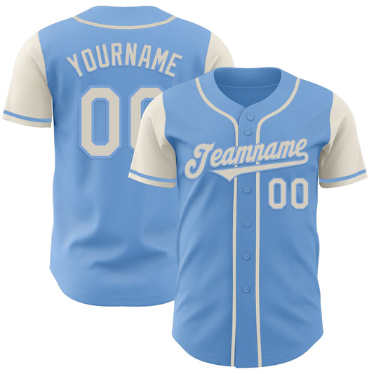 Custom Light Blue Cream Authentic Two Tone Baseball Jersey - Sky-Custom
