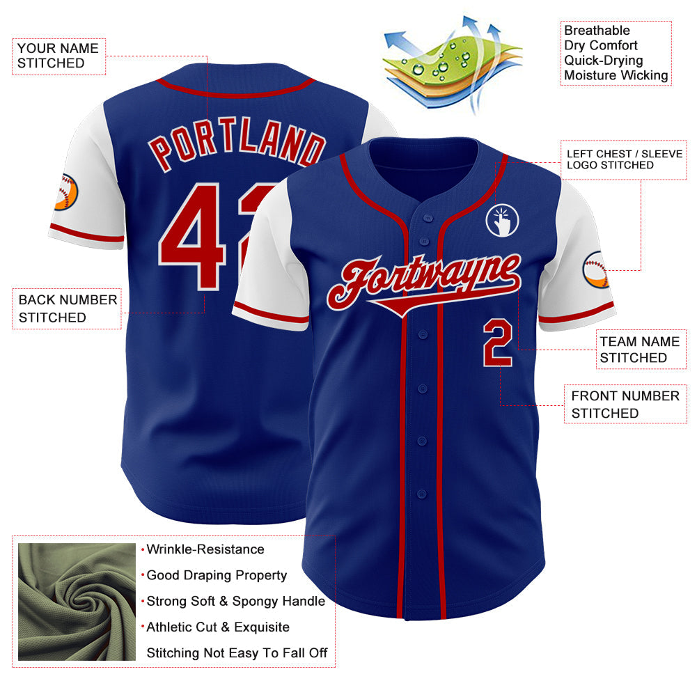 Custom Royal Red-White Authentic Two Tone Baseball Jersey - Sky-Custom
