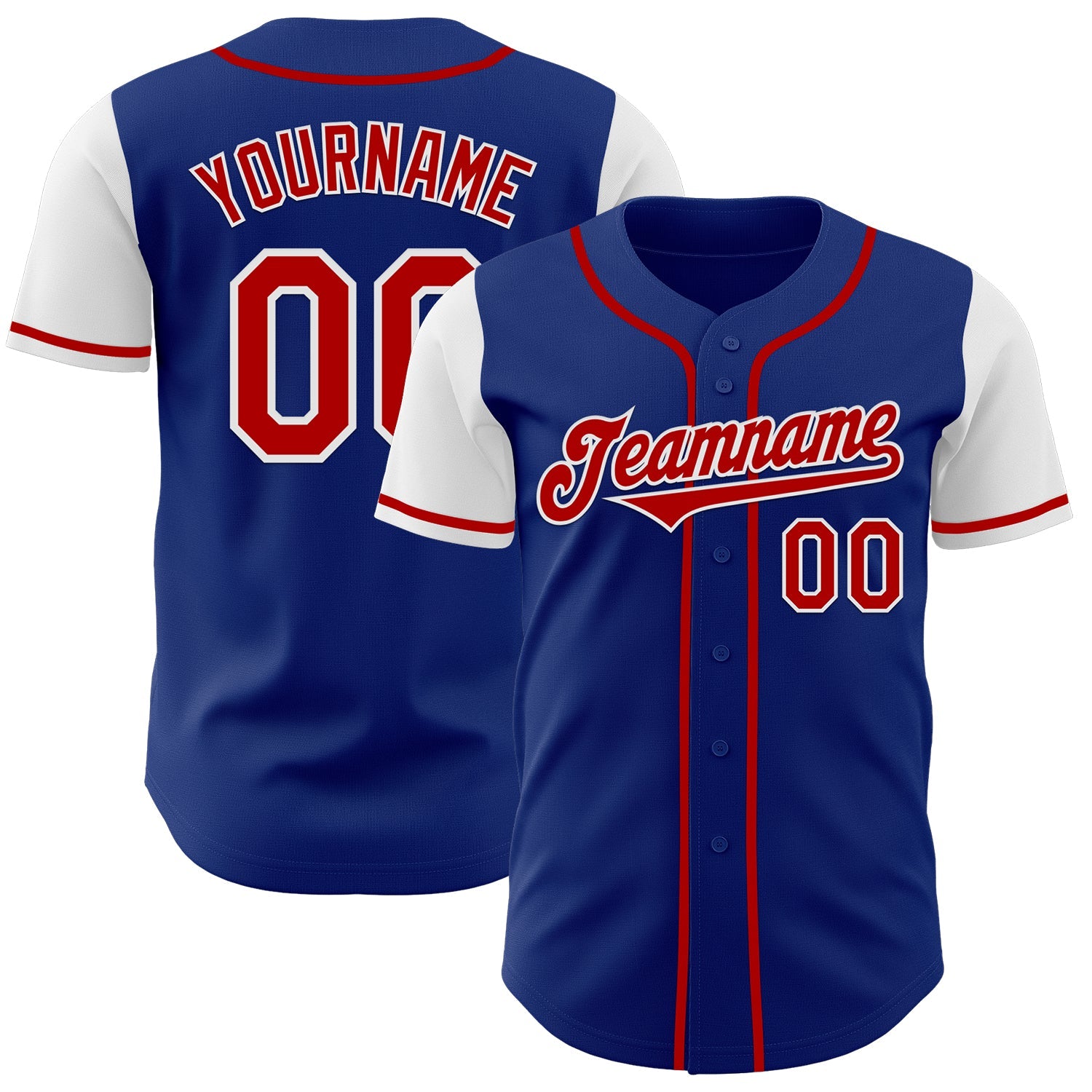 Custom Royal Red-White Authentic Two Tone Baseball Jersey - Sky-Custom