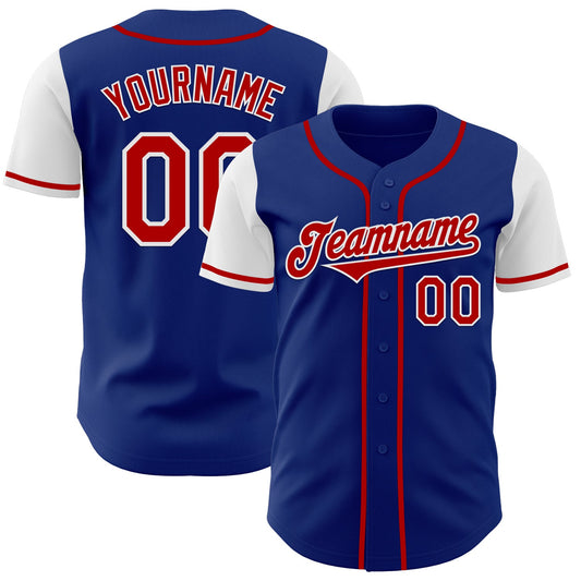 Custom Royal Red-White Authentic Two Tone Baseball Jersey - Sky-Custom