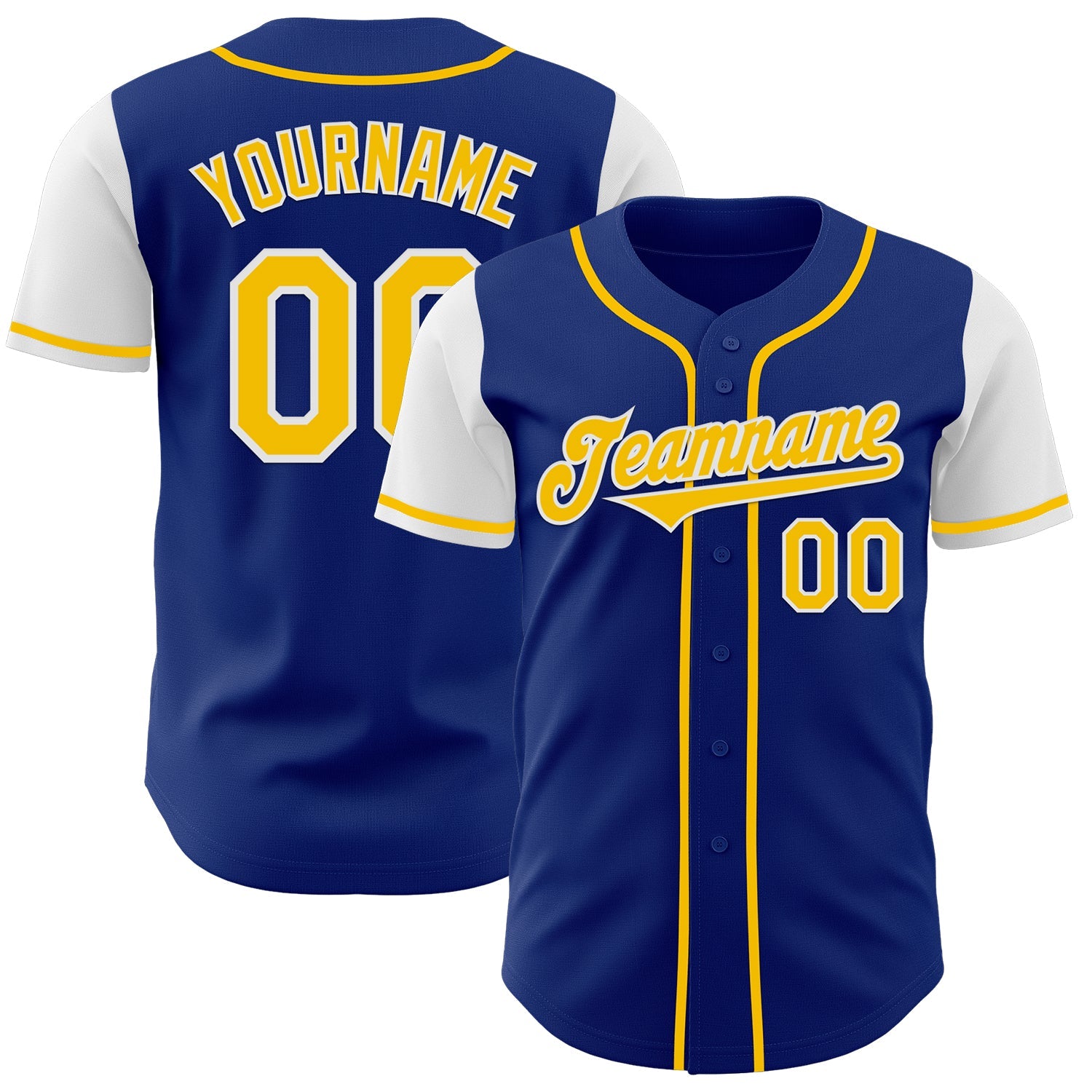 Custom Royal Yellow-White Authentic Two Tone Baseball Jersey - Sky-Custom