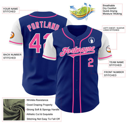 Custom Royal Pink-White Authentic Two Tone Baseball Jersey - Sky-Custom
