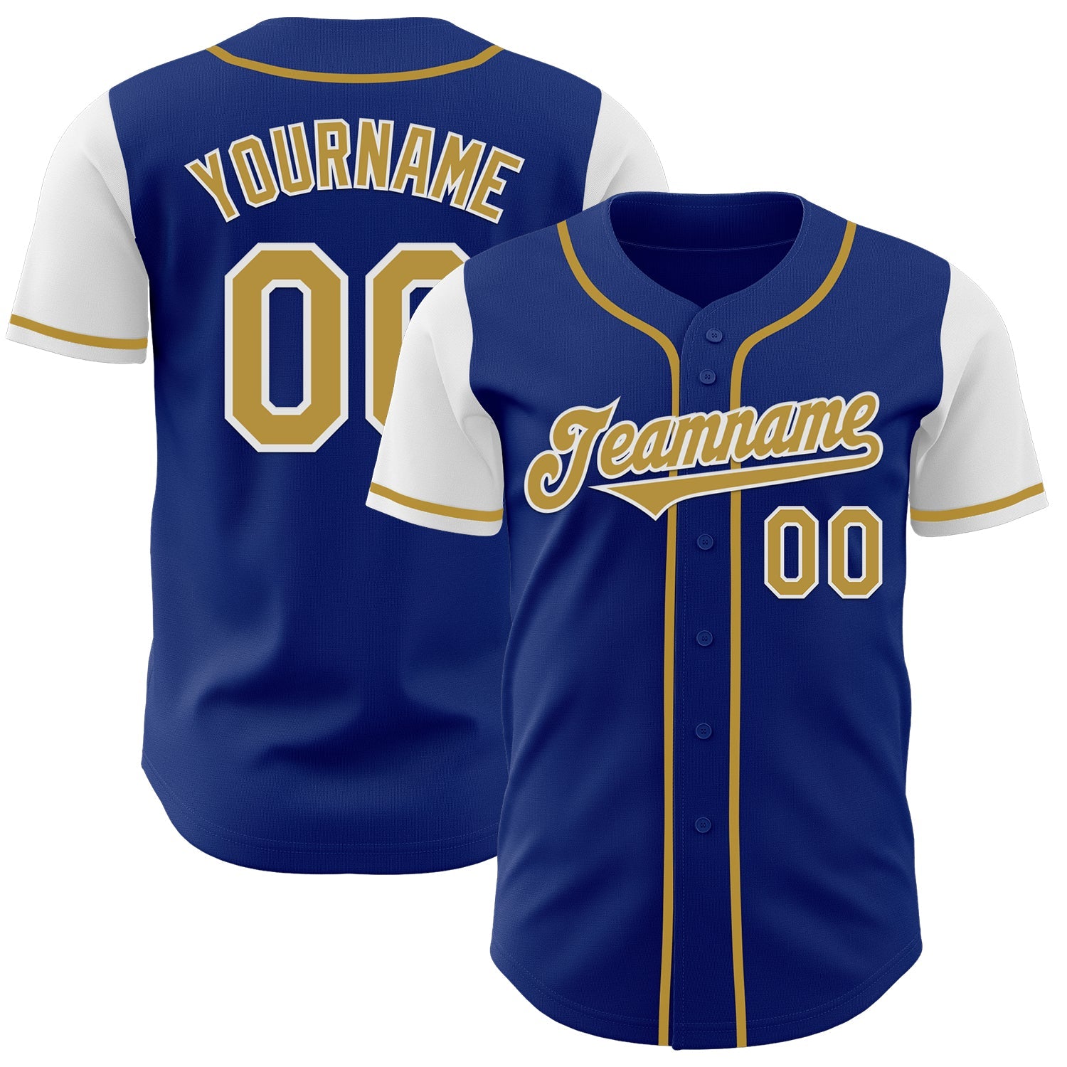 Custom Royal Old Gold-White Authentic Two Tone Baseball Jersey - Sky-Custom