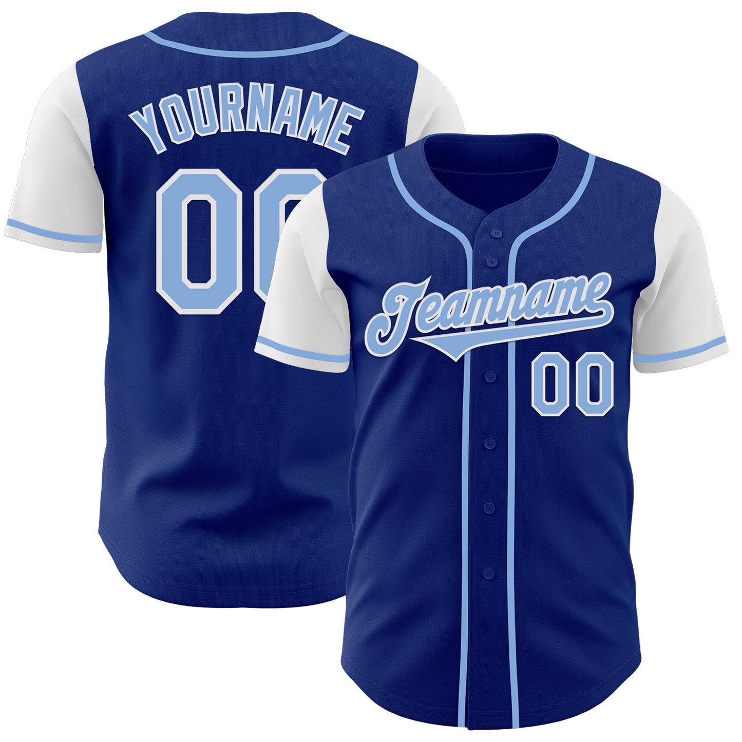 Custom Royal Light Blue-White Authentic Two Tone Baseball Jersey - Sky-Custom