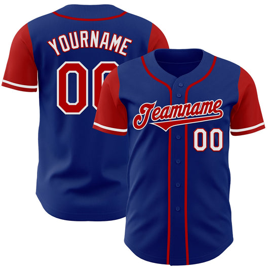 Custom Royal Red-White Authentic Two Tone Baseball Jersey - Sky-Custom