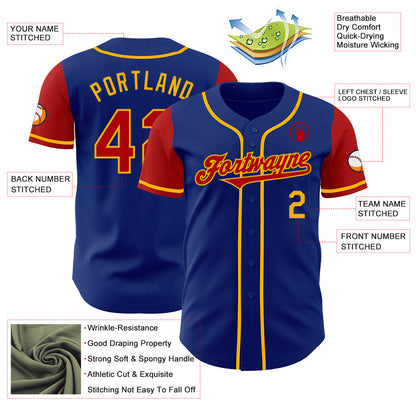 Custom Royal Red-Gold Authentic Two Tone Baseball Jersey - Sky-Custom