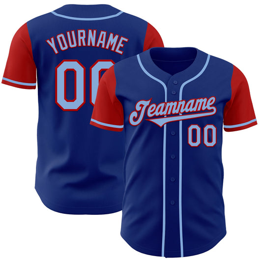 Custom Royal Light Blue-Gold Authentic Two Tone Baseball Jersey - Sky-Custom