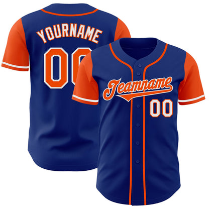 Custom Royal Orange-White Authentic Two Tone Baseball Jersey - Sky-Custom