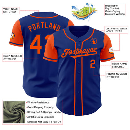 Custom Royal Orange Authentic Two Tone Baseball Jersey - Sky-Custom