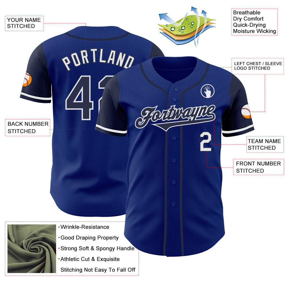 Custom Royal Navy-White Authentic Two Tone Baseball Jersey - Sky-Custom