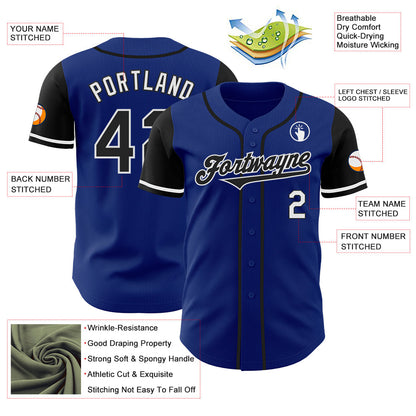 Custom Royal Black-White Authentic Two Tone Baseball Jersey - Sky-Custom