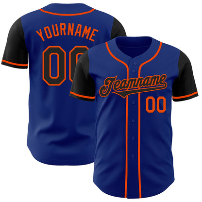Custom Royal Black-Orange Authentic Two Tone Baseball Jersey - Sky-Custom