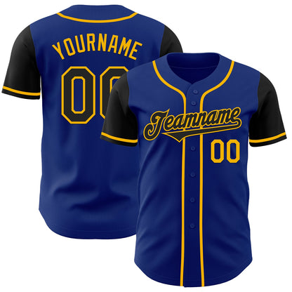 Custom Royal Black-Gold Authentic Two Tone Baseball Jersey - Sky-Custom