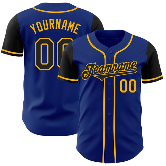 Custom Royal Black-Gold Authentic Two Tone Baseball Jersey - Sky-Custom