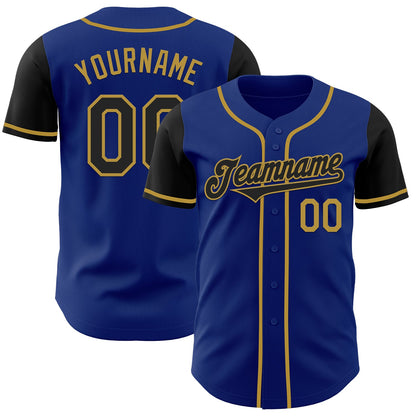 Custom Royal Black-Old Gold Authentic Two Tone Baseball Jersey - Sky-Custom