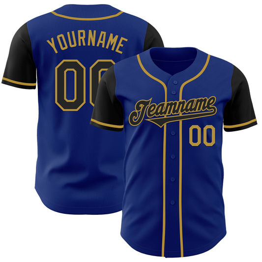 Custom Royal Black-Old Gold Authentic Two Tone Baseball Jersey - Sky-Custom