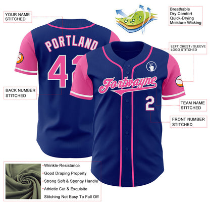 Custom Royal Pink-White Authentic Two Tone Baseball Jersey - Sky-Custom