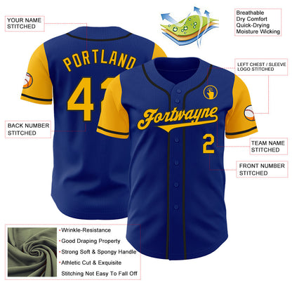 Custom Royal Gold-Black Authentic Two Tone Baseball Jersey - Sky-Custom