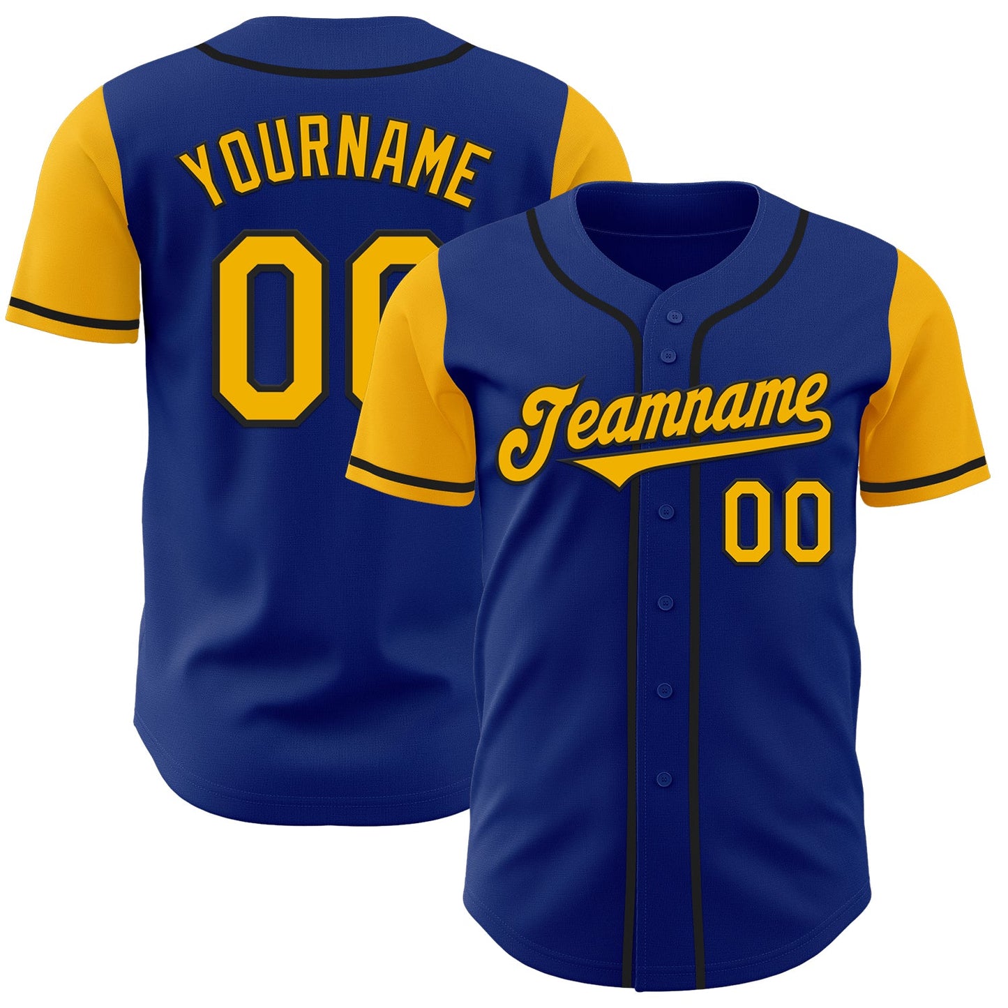 Custom Royal Gold-Black Authentic Two Tone Baseball Jersey - Sky-Custom