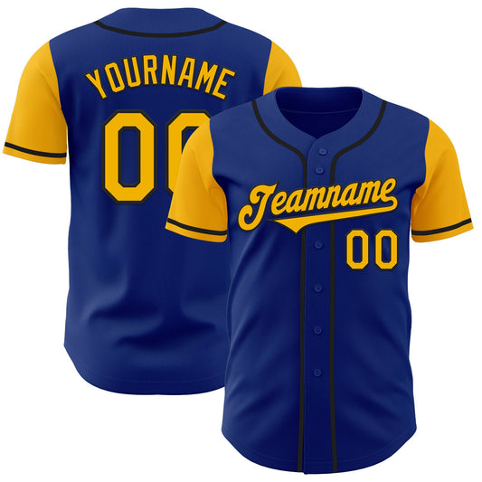 Custom Royal Gold-Black Authentic Two Tone Baseball Jersey - Sky-Custom