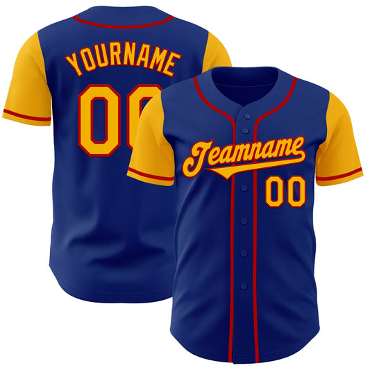 Custom Royal Gold-Red Authentic Two Tone Baseball Jersey - Sky-Custom