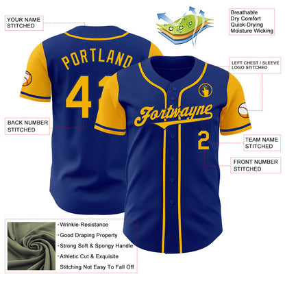 Custom Royal Gold Authentic Two Tone Baseball Jersey - Sky-Custom