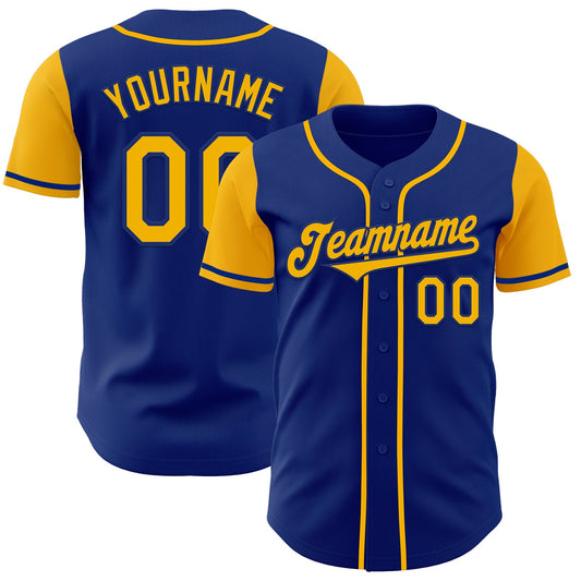 Custom Royal Gold Authentic Two Tone Baseball Jersey - Sky-Custom