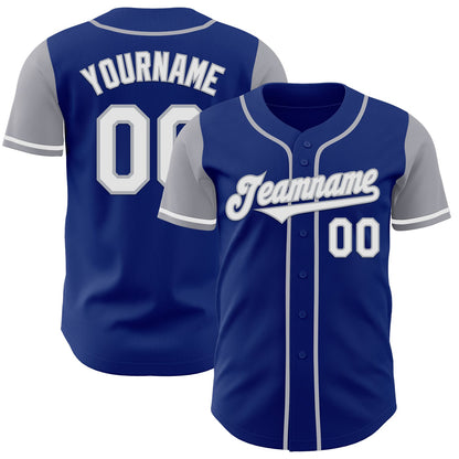 Custom Royal White-Gray Authentic Two Tone Baseball Jersey - Sky-Custom
