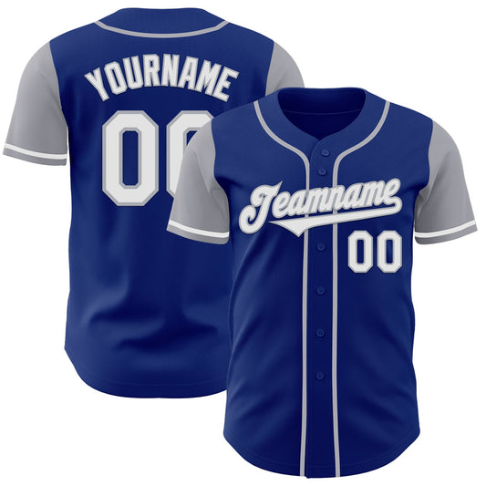 Custom Royal White-Gray Authentic Two Tone Baseball Jersey - Sky-Custom