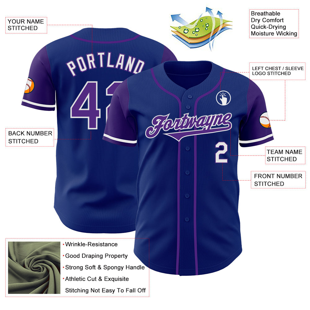 Custom Royal Purple-White Authentic Two Tone Baseball Jersey - Sky-Custom