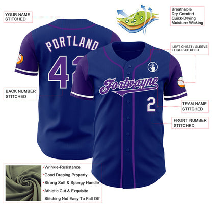 Custom Royal Purple-White Authentic Two Tone Baseball Jersey - Sky-Custom