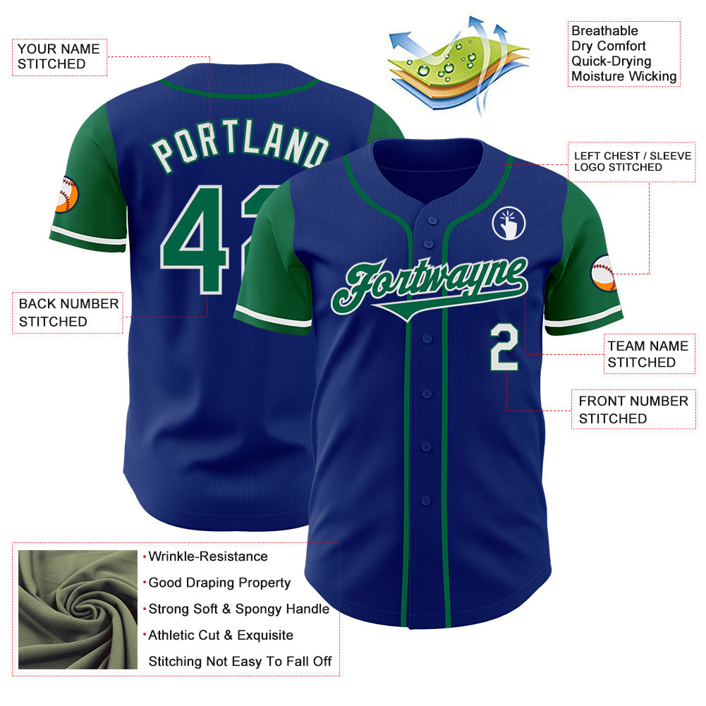 Custom Royal Kelly Green-White Authentic Two Tone Baseball Jersey - Sky-Custom