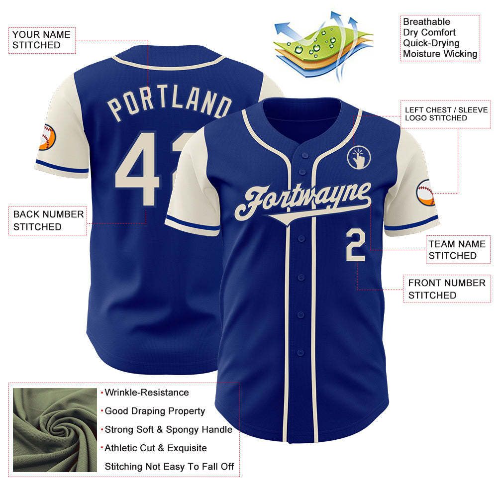 Custom Royal Cream Authentic Two Tone Baseball Jersey - Sky-Custom