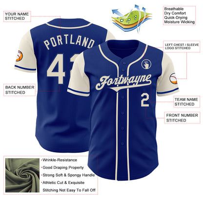 Custom Royal Cream Authentic Two Tone Baseball Jersey - Sky-Custom