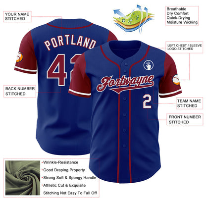 Custom Royal Crimson-White Authentic Two Tone Baseball Jersey - Sky-Custom