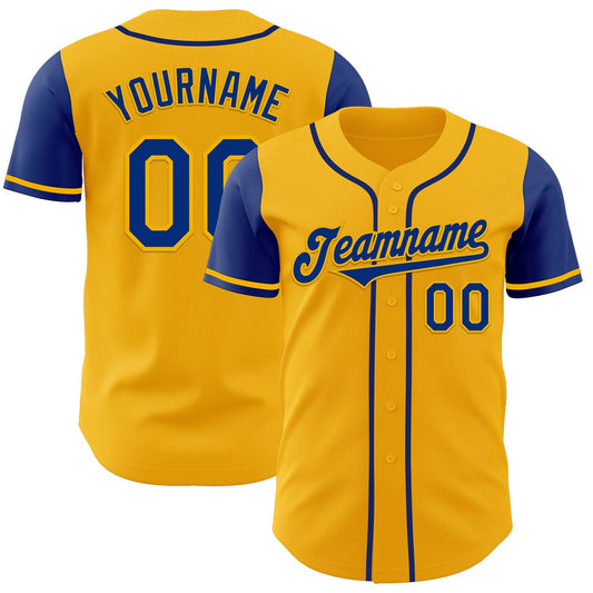 Custom Gold Royal Authentic Two Tone Baseball Jersey - Sky-Custom