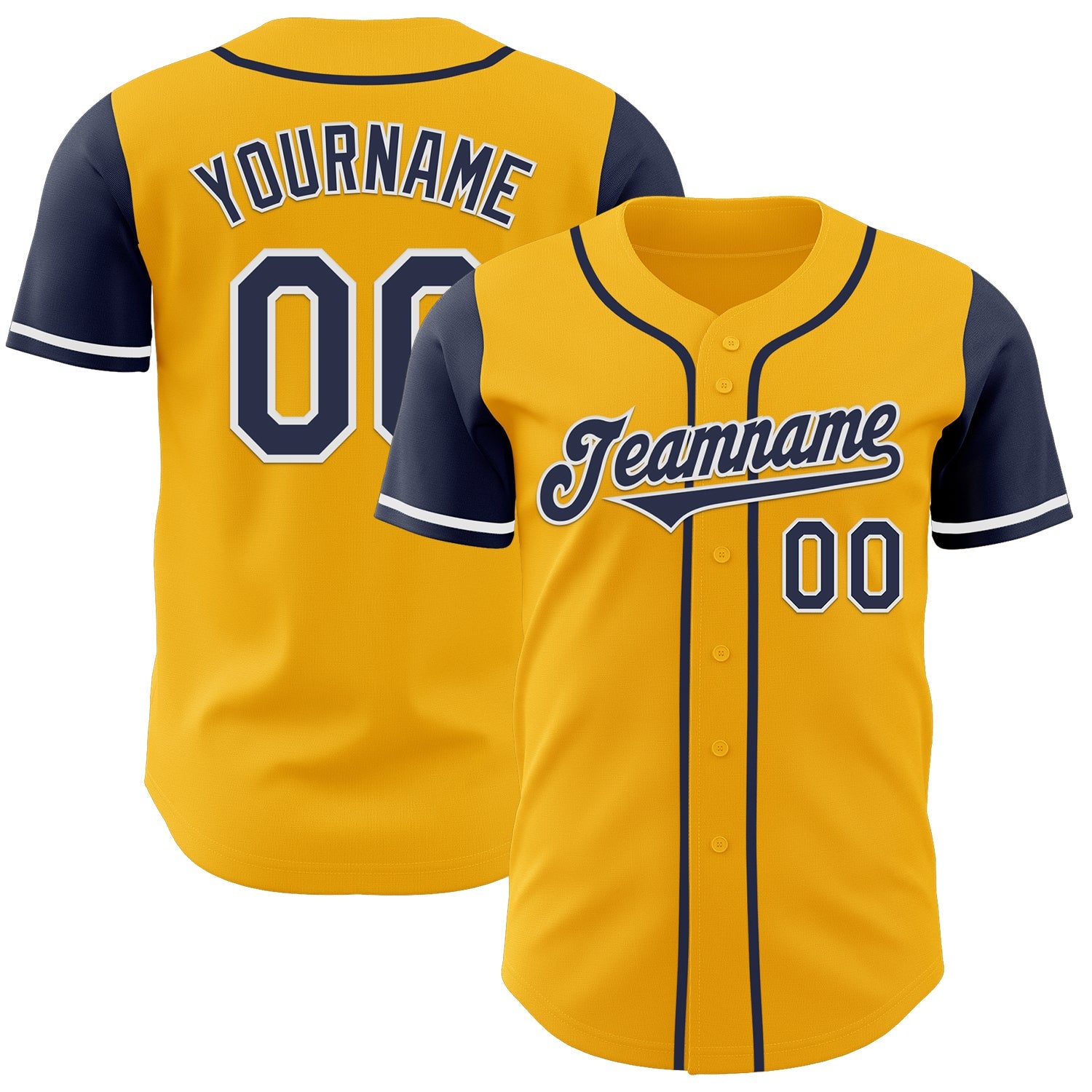 Custom Gold Navy-White Authentic Two Tone Baseball Jersey - Sky-Custom