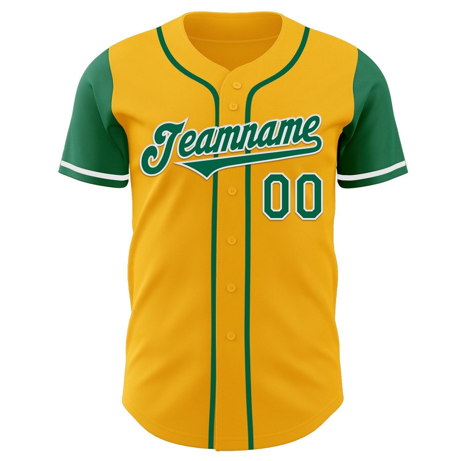 Custom Gold Kelly Green-White Authentic Two Tone Baseball Jersey - Sky-Custom