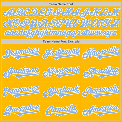 Custom Gold Light Blue-White Authentic Two Tone Baseball Jersey - Sky-Custom