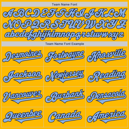 Custom Gold Light Blue-Navy Authentic Two Tone Baseball Jersey - Sky-Custom