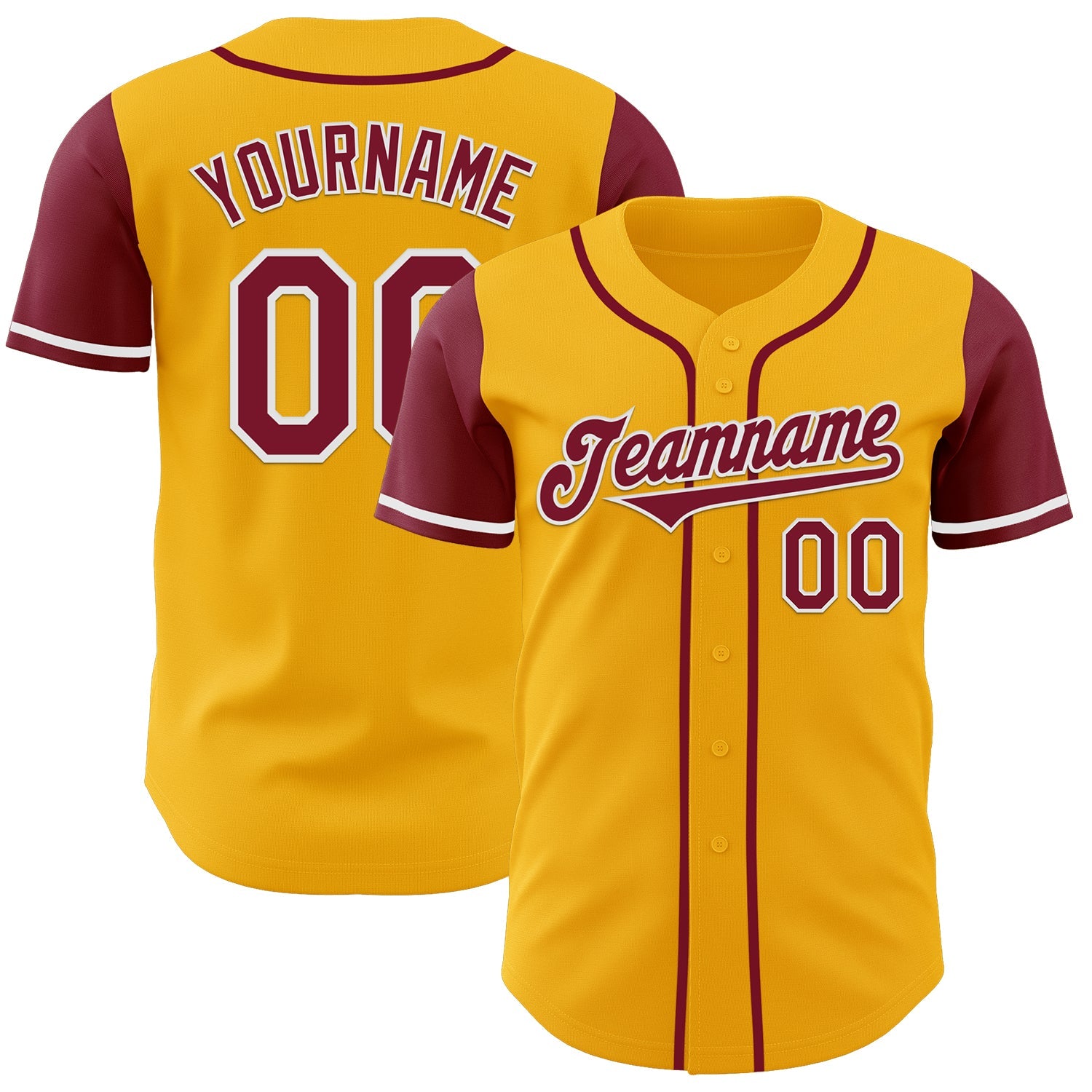 Custom Gold Crimson-White Authentic Two Tone Baseball Jersey - Sky-Custom