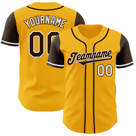 Custom Gold Brown-White Authentic Two Tone Baseball Jersey - Sky-Custom